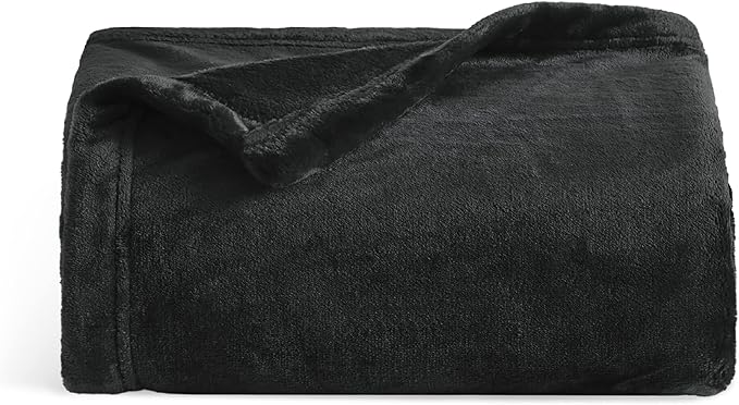 Bedsure Twin XL Fleece Blanket Dorm Bedding - Lightweight Soft Cozy Blankets for Bed, Sofa, Couch, Travel, Camping, Black, 66"x90"