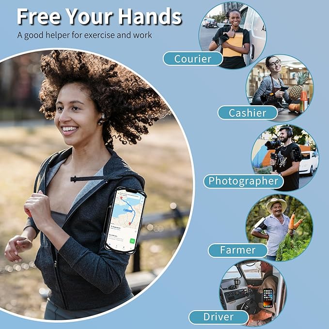 Running Armband 360°Rotatable for Phone Holder,Upgrade Anti-Drop Forearm Phone Armband for iPhone 16/15/14/Pro/Mini/12/11/SE/XR XS,Fits All 4-6.5 Inch Smartphones (ArmBlack)