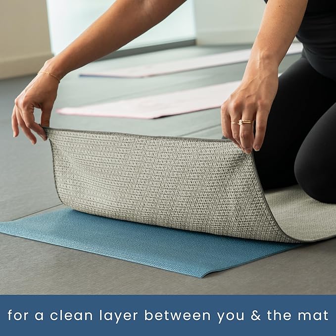 S&T INC. Yoga Mat Towel with Non-Slip Grip, Enhanced Silicone Grip, Soft and Absorbent for Gym, Pilates, and Hot Yoga Mat, 1 Pack, 24 inches x 72 inches, 340GSM, Grey