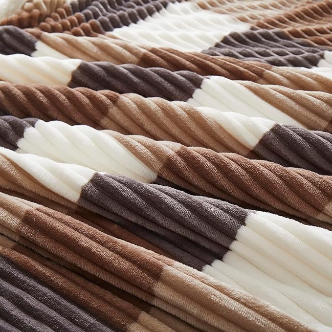 PU MEI Sherpa Blanket Full/Queen Plaid Thick Bed Blanket, 90”*80” Super Soft Flannel Fuzzy Fleece Reversible Velvet Plush Warm Blanket for Couch(Beige Check, 80"*90")