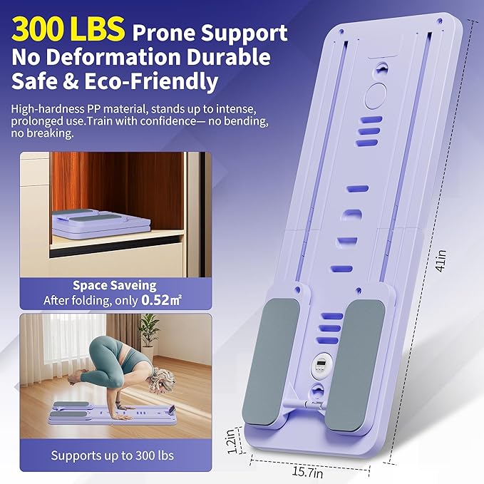 Pilates Reformer Set, ESBANY Pilates Board with Phone Holder, Multi-Purpose Foldable Pilates Reformer Machine, Portable Home Pilates Slider Board Equipment for Home Workout, Fitness, Exercise, Abs