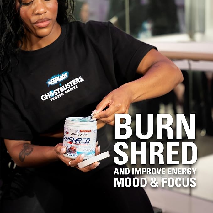 EHP Labs x Ghostbusters OxyShred Pre Workout Powder Supplement - Preworkout Powder with Acetyl L Carnitine, Energy Boost Drink - Frosty Big Apple, 60 Servings