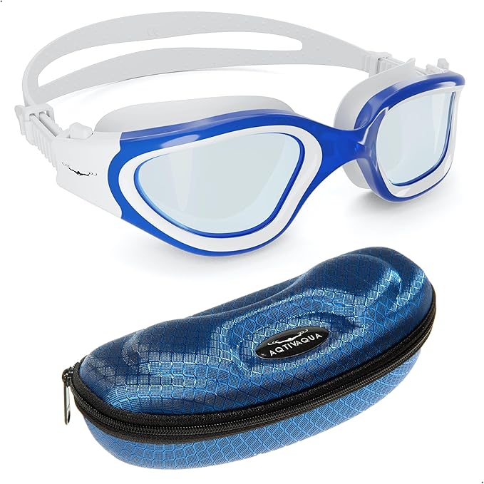 AqtivAqua Swimming Goggles, DX Wide View Swim Goggles for Adult Men Women, Anti Fog No Leaking