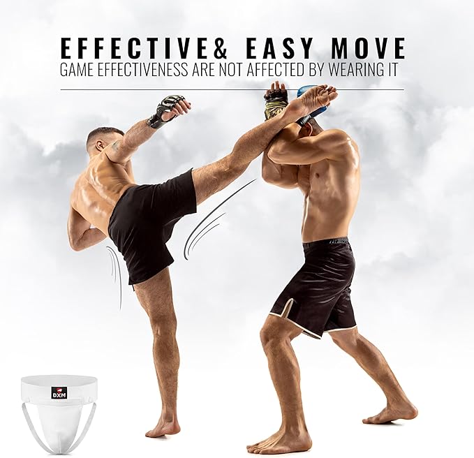 DXM SPORTS Groin Protector Cup Men, Boxing Kickboxing MMA Muay Thai Sparring Groin Guard, Ventilated Adjustable, Karate Fighting Training, Underwear Jiu Jitsu BJJ Protection