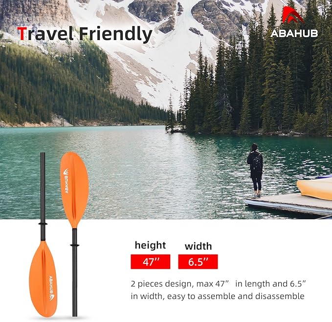 Abahub 1 x Carbon Kayak Paddles, 90.5 Inches Kayaking Oars for Boating, Canoeing with Free Paddle Leash, Carbon Fiber Shaft Black/Blue/Green/Orange/Yellow/White/Red Plastic Blades