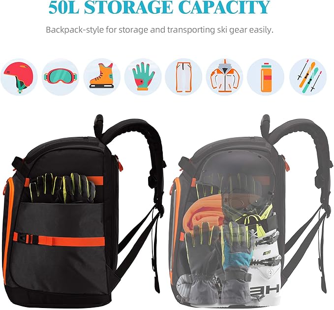 Ski/Snowboard Boot Bag/Skating Bag | Excellent for Store and Transport Gear, Jacket, Helmet, Goggles, Gloves & Accessories