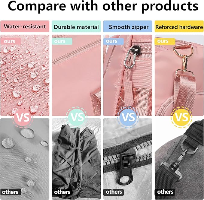 MABROUC Duffle Bag For Women, Sports Duffel Bag for Gym with Wet Pocket & Shoe Compartment, Overnight Weekender Travel Bag