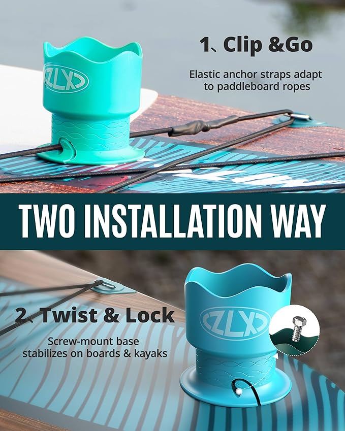 ZLX Cup Paddle Board Kayak Cup Holder, Stand Up Paddle Board Cup Holder Paddleboard Accessories Surfboards, Canoes Kayak Holder for Types of Cup Bottle Drink