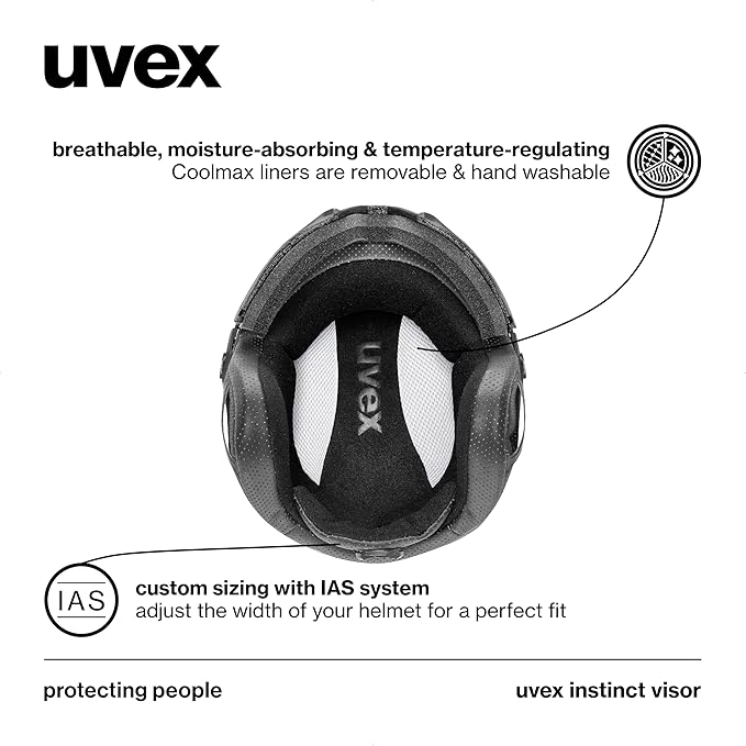 uvex Instinct Visor - Adjustable ski & Snowboard Helmet with Integrated Visor for Women & Men - White-Black Matte - Extra Large