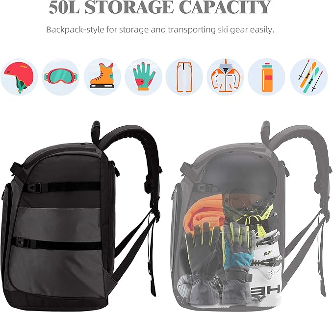 Ski/Snowboard Boot Bag/Skating Bag | Excellent for Store and Transport Gear, Jacket, Helmet, Goggles, Gloves & Accessories