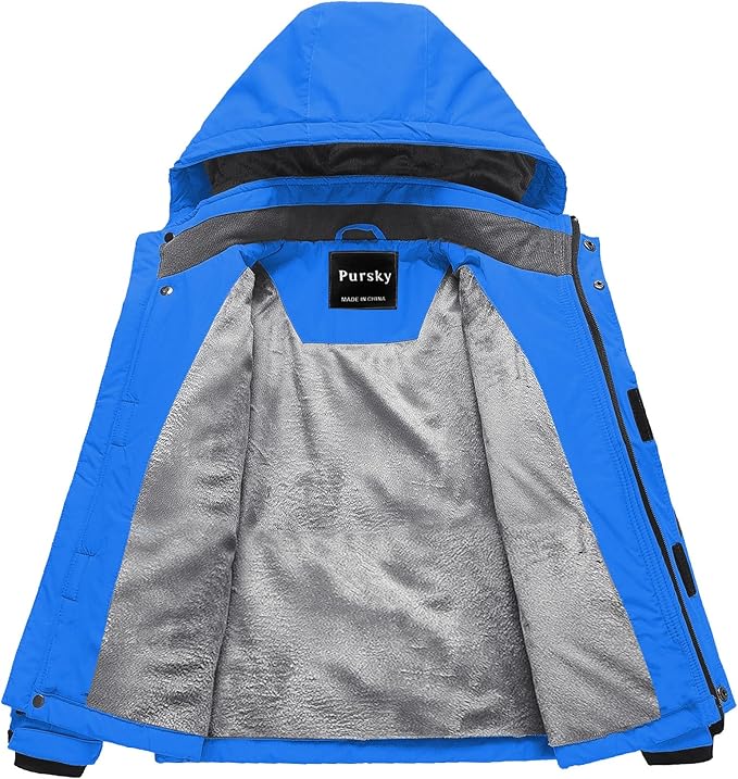 Pursky Boy's Waterproof Ski Jacket Kids Winter Snow Coats Fleece Raincoats Parka