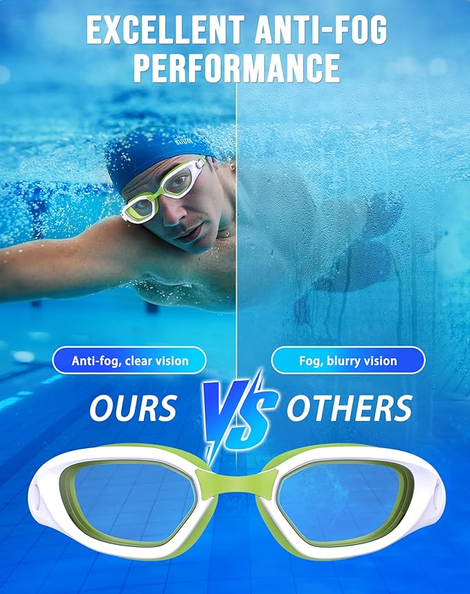 Swim Goggles, Unisex Adult Swimming Goggles Anti Fog Anti UV No Leakage Wide View for Men Women Youth