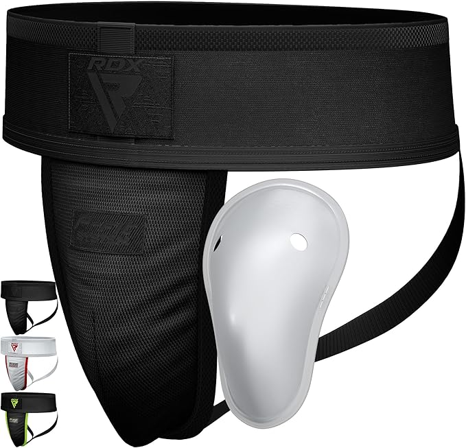 RDX Groin Protector Cup Men, Boxing Kickboxing MMA Muay Thai Sparring Groin Guard, Ventilated Adjustable,Karate Fighting Training, Underwear Jiu Jitsu BJJ Protection, Boys Youth
