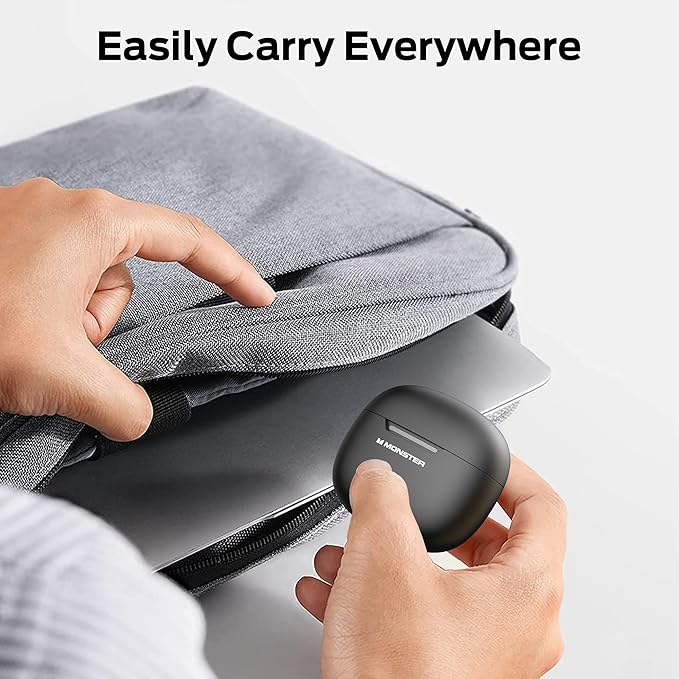 Monster N-Lite 208 Wireless Earbuds, Bluetooth Earbuds Touch Control, Bluetooth Headphones with 30H Playtime, Wireless Headphones Type-C Fast Charging, Clear Call, Comfortable Fit for Running