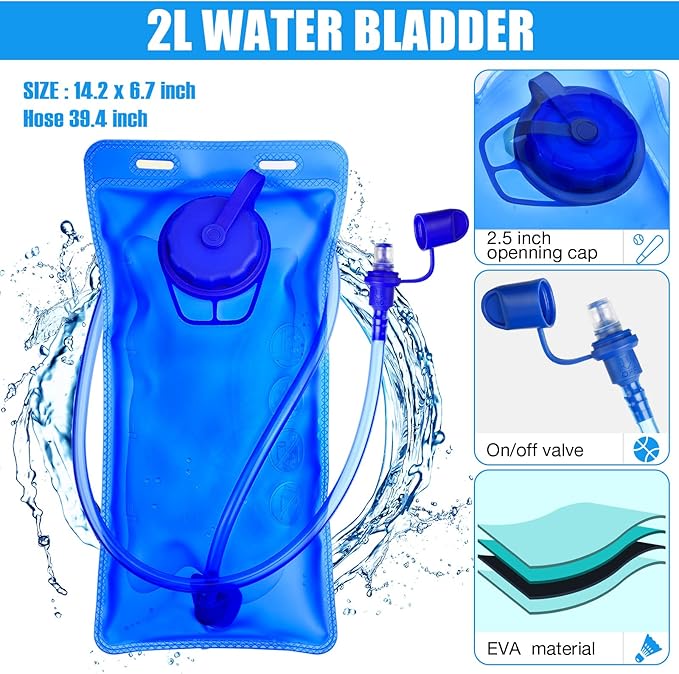 Sweetude Hydration Backpack Set with 2L Water Bladder for Men and Women Lightweight Water Pack for Cycling Biking Hiking Running Climbing