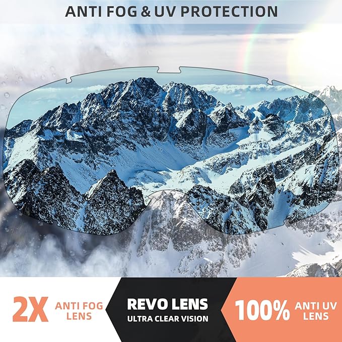 Freela Ski Goggles OTG Men Women, Over Glasses Snow Snowboard Sports Goggles for Adult Youth 100% UV400 Protection Anti Fog