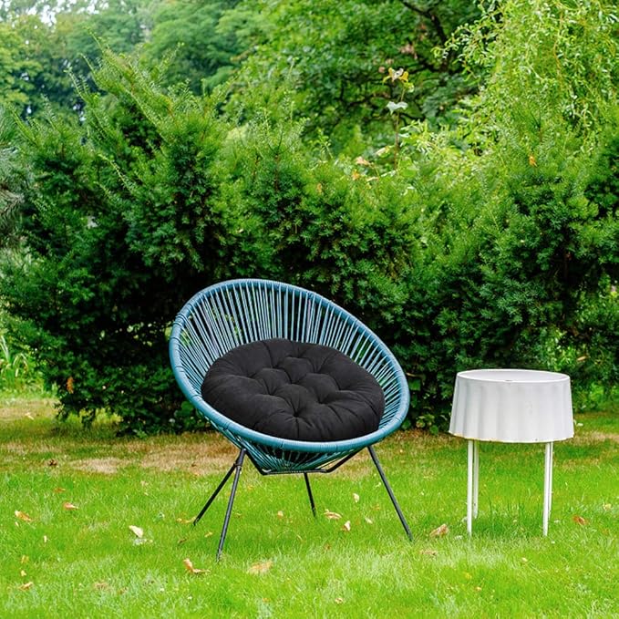 Tiita Seat Cushion Round, Hanging Chair Cushions, Floor Cushion 22 Inch Set of 2, Throw Pillows Indoor/Outdoor (Black, 22 x 22 x 4 Inches)