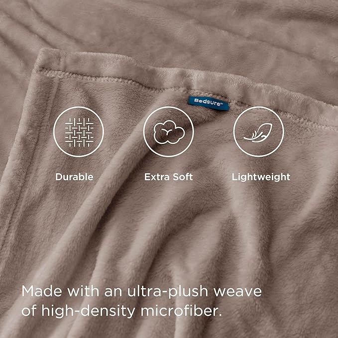 Bedsure Fleece Throw XL Blanket Mocha Brown - 300GSM Soft Lightweight Plush Cozy Blankets for Bed, Sofa, Couch, Travel, Camping, 50x70 inches