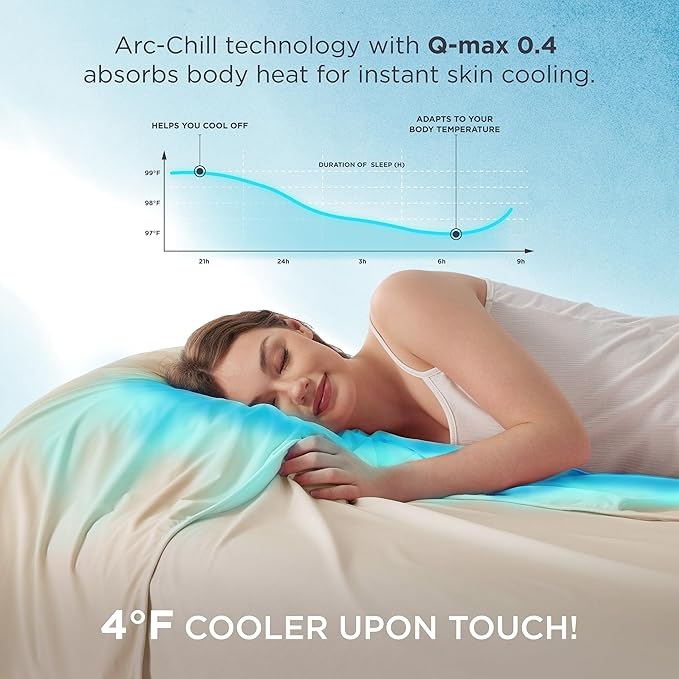 Bedsure Summer Cooling Blanket Queen Size for Hot Sleepers with Sports Mesh Design, Arc-Chill Q-Max 0.4 Lightweight Breathable Ice Cold Blanket for Night Sweats, 90 x 90 Inches, Mesh Beige