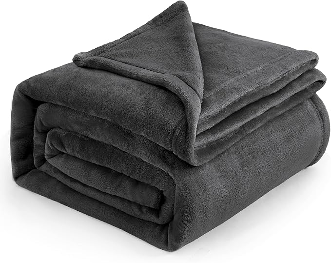 Bedsure Fleece Blankets Queen Size Dark Grey - Bed Blanket Soft Lightweight Plush Fuzzy Cozy Luxury Microfiber, 90x90 inches