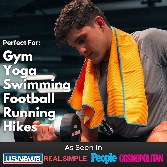 ECCOSOPHY Microfiber Beach Towel – Quick Dry Gym Towel, Highly Absorbent with Ribbed Texture, Lightweight – Ideal for Travel, Pool, Yoga, Fitness & Outdoor Adventures – 40x20 Creamsicle