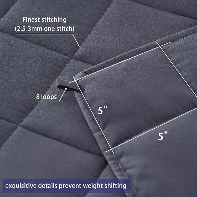 yescool Weighted Blanket for Adults (12 lbs, 60” x 80”, Grey) Cooling Heavy Blanket for Sleeping Perfect for 110-130 lbs, Queen Size Breathable Blanket with Premium Glass Bead, Machine Washable