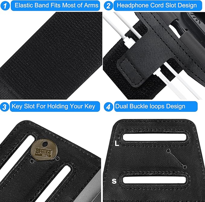Cell Phone Running Armband - Detachable & 360° Rotatable Universal Cellphone Arm Band for iPhone 17 16 15 14 13 Pro Max Plus Samsung Galaxy Note S24 S23 for Workout Exercising Walking Jogging