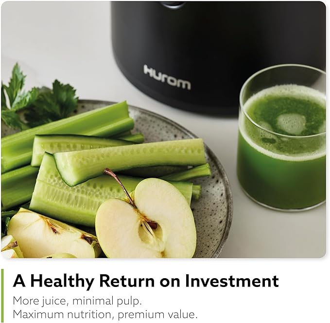 Hurom H320 Cold Press Juicer Machine, Easy to Clean Masticating Slow Juicer, Coarse Strainers, Self-Feeding, Hands Free, Family Size, Quiet Motor, Easy Assembly (Black)