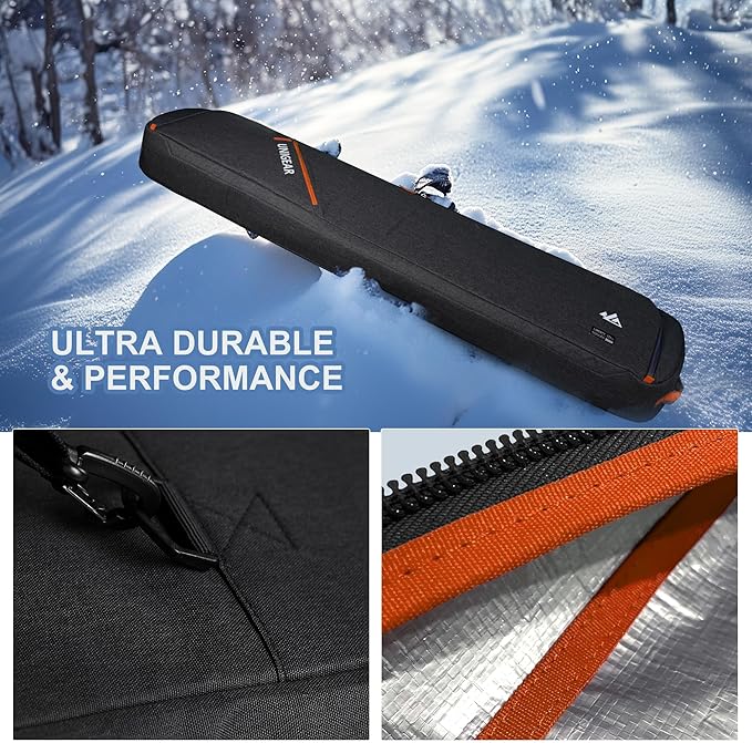 Unigear Snowboard Ski Bag for Air Travel, Reinforced Double Padded Snowboard Bag with EPE Dense, Water-Resistant and Durable up to 175cm Ski Snowboard Travel Bags for Flying
