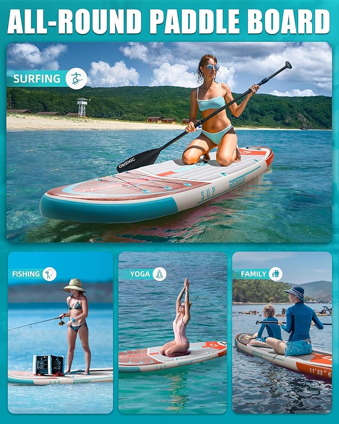 Inflatable Stand Up Paddle Board with SUP Accessories, Anti-Slip EVA Deck, 11'*33" Inflatable Paddle Boards for Adults & Youth of All Skill Levels