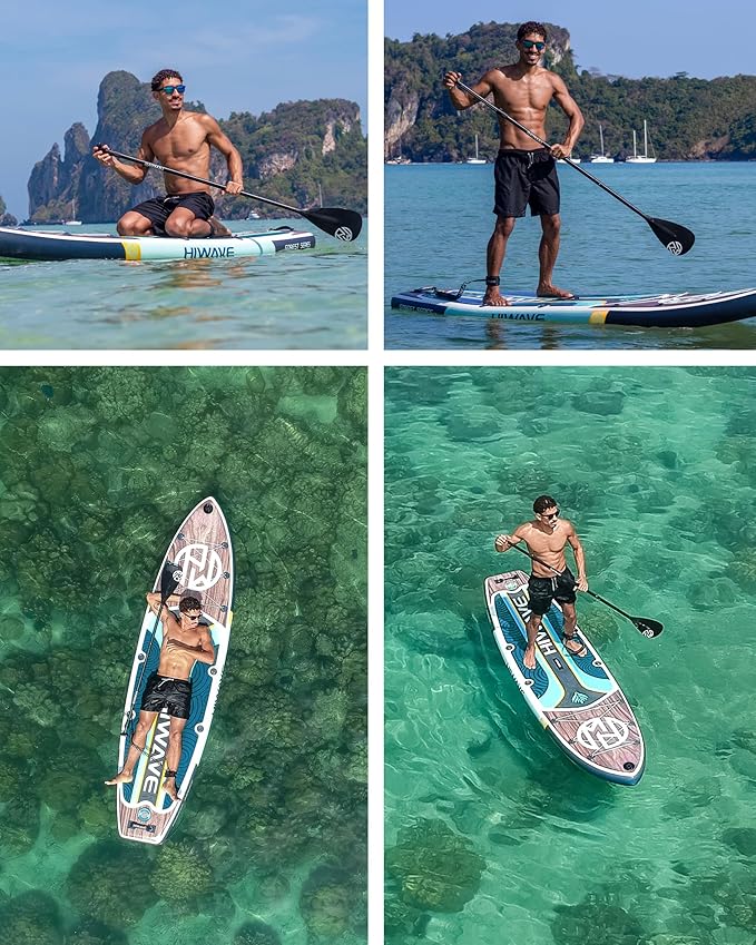 Inflatable Paddle Board 11 '* 34 "* 6" Extra Wide Sup Board, 420lb Capacity Paddle Board for Adults, Suitable for Sea and Lakes, 2+1Family Board