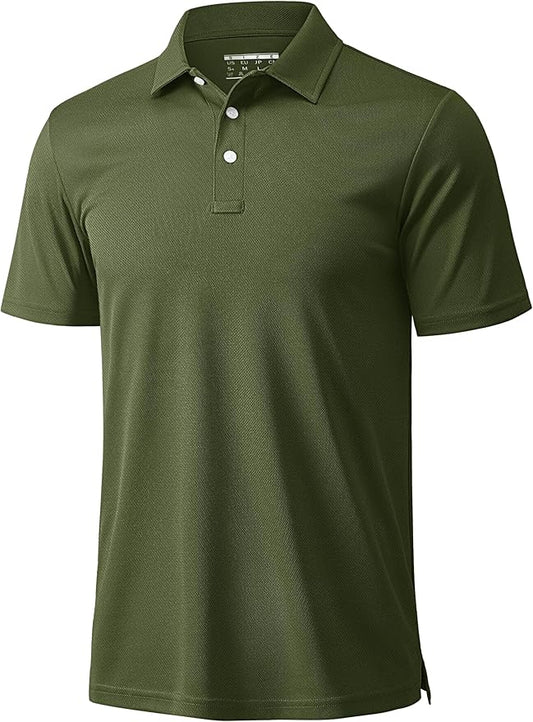 MAGCOMSEN Men's Polo Shirts 3 Buttons Casual Work T Shirts Quick Dry Short Sleeve Golf Shirt Pique Jersey Outdoor Performance