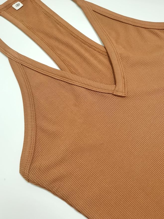iGENJUN Workout Tops for Women Racerback Basic Tank Summer 2025 Camisole V Neck Slim Fit Ribbed Sleeveless