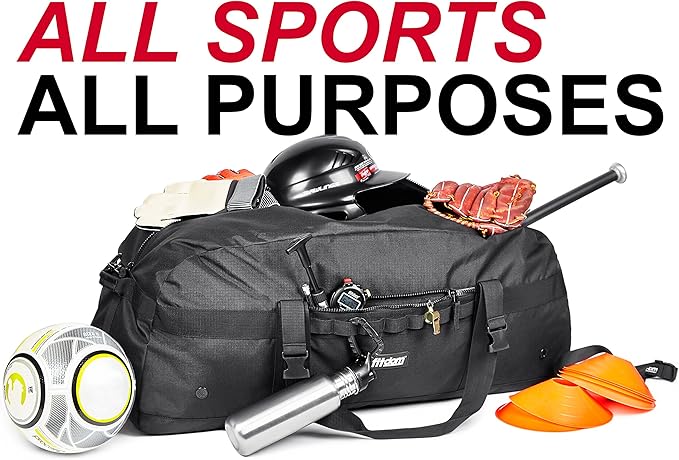 Fitdom 132L 36" Heavy Duty Extra Large Sports Gym Equipment Travel Duffel Bag W/Adjustable Shoulder & Compression Straps. Perfect for Soccer Baseball Basketball Hockey Football Team Coaches & More