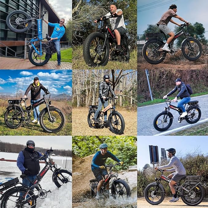 W Wallke 2025 X3 ProMax MAX Folding Dual Motor Electric Bike, 48V 44Ah/22Ah Long Range Adults Ebike, 26" Fat Tire All Terrian Full Suspension 31-34 MPH Fast E-Bike, 7-Speed Mountain e Bicycle, UL2849