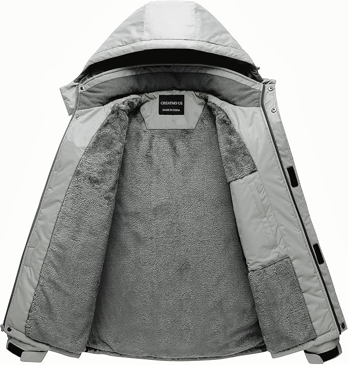CREATMO US Men's Mountain Waterproof Ski Jacket - Windproof Snowboarding Warm Winter Coat Raincoat