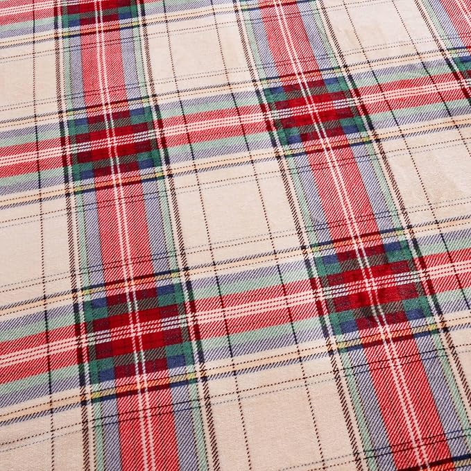 PU MEI Sherpa Fleece Throw Blanket 60" x 80" Reversible Plush Fluffy Large Big Blanket Lattice Flannel Blankets for All Season Use, Chrismas Red