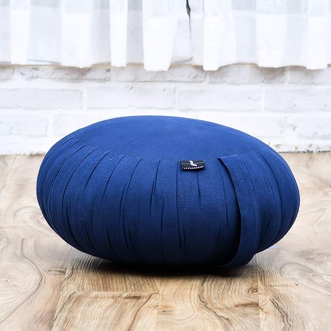 Leewadee Meditation Cushion Set – 1 Round Zafu Meditation Pillow and 1 Square Roll-Up Zabuton Meditation Mat, Pillows Bundle Filled with Kapok