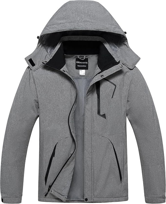 CREATMO US Men's Mountain Waterproof Ski Jacket - Windproof Snowboarding Warm Winter Coat Raincoat