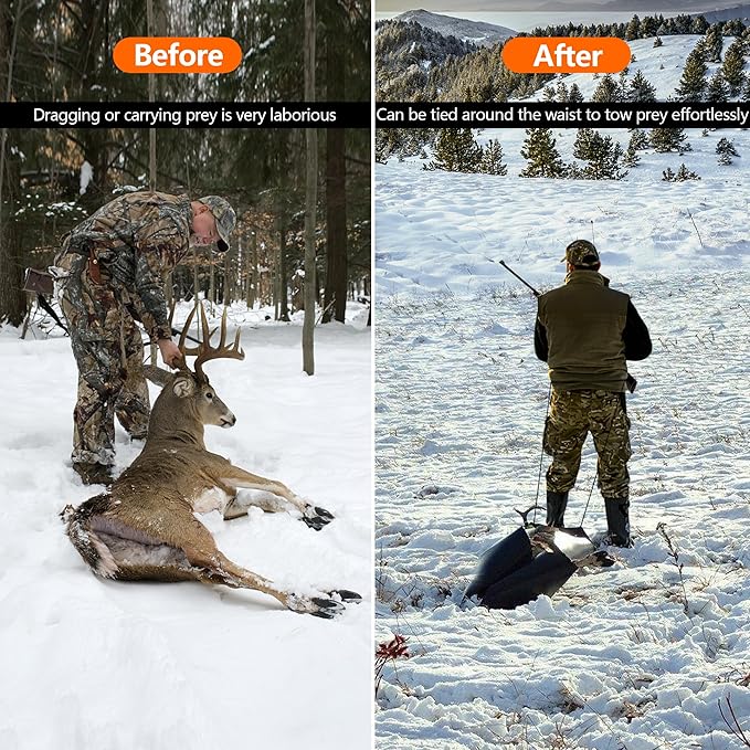 Tlswshsy Deer Drag Sleds-Multi-Purpose Utility Sled for Hauling Ice Fishing Supplies, Fire Wood, Duck Hunting, Fishing Gear and Accessories (1)