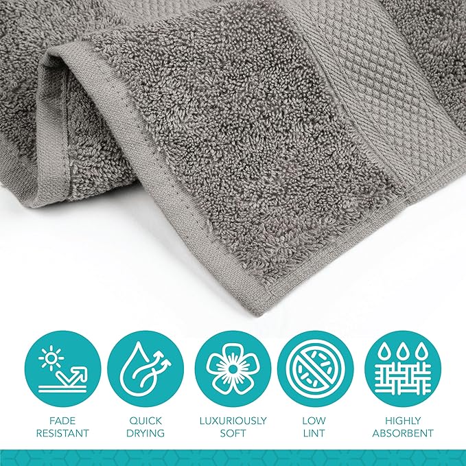 Pleasant Home Bath Towels Set of 6 (24” x 50”) 100% Cotton, 515 GSM | Lightweight, Soft & Absorbent Luxury Towels for Bathroom | for Gym, Pool & Spa | 6 Pack, Gray
