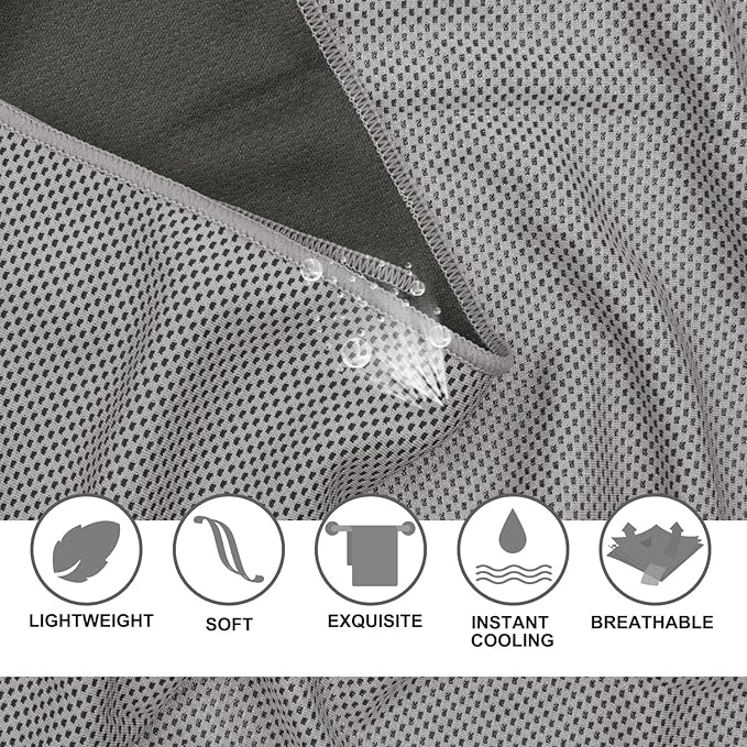 Cooling Towels 20 Pack, 40"x 12" Cooling Rags Neck Wraps for Sports with Carrying Pouch, Gym Cooling Neck Towels for Hor Weather, Sweat, Fitness, Travel