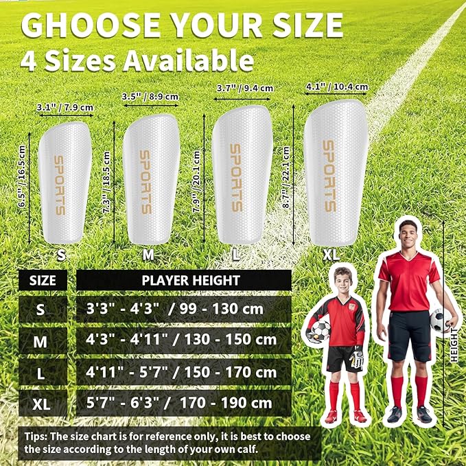 Soccer Shin Guards for Kids Youth Adults - Shin Pads and Sleeves with Optimized Insert Pocket for Boys Girls Men Women for Football Games - Protective Soccer Equipment