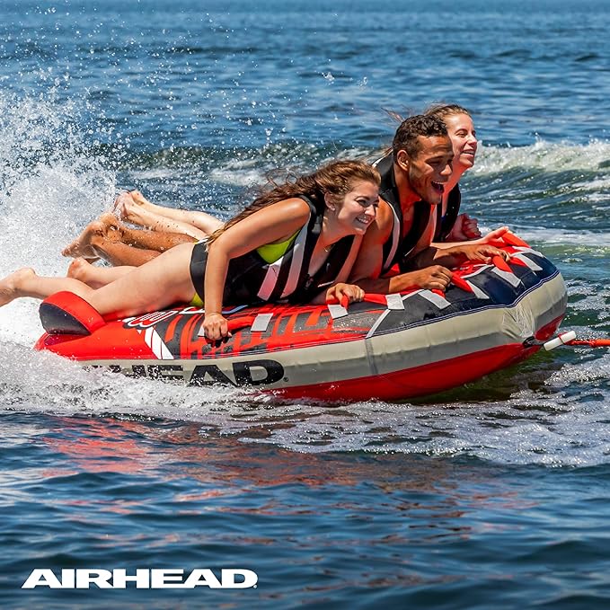 Airhead G-Force Inflatable Towable Tube | 2-4 Rider Models | Dual Tow Points | Full Nylon Cover | Kwik-Connect | Patented Speed Valve | Boat Tubes and Towables