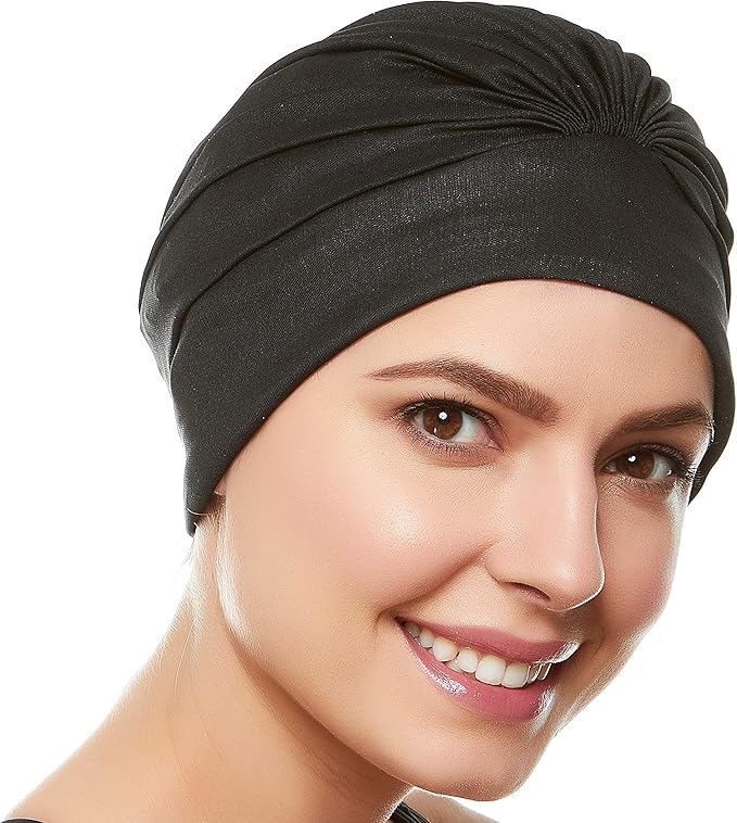 BEEMO Swim Caps for Women Swimming Turban Polyester Latex Lined Pleated for Ladies