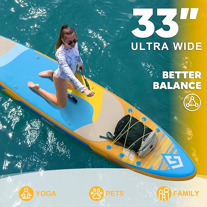 Starcity 11'*34"*6" Blow Up Paddle Board, Inflatable Paddle Board,Paddle Board,Spacious and Stable, Anti Slip and Easy to Operate, Large Size Suitable for Single Person/Family/Pet Use.