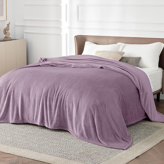 Bedsure Fleece King Size Blankets for Bed Fog Purple - Soft Lightweight Plush Cozy Fuzzy Luxury Microfiber, 108x90 inches
