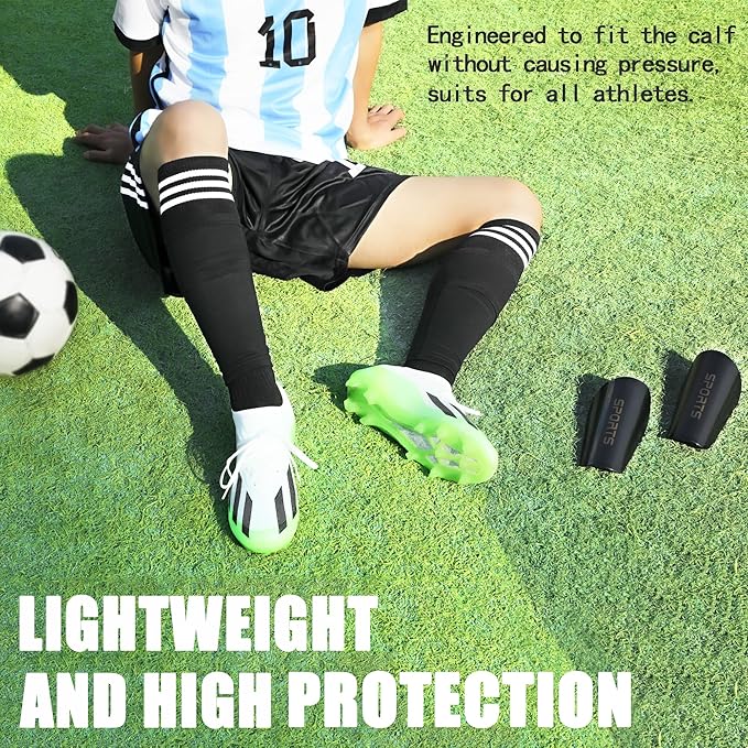 Soccer Shin Guards for Kids Adults, Toddler Shin Pads Set with Sleeves and Long Soccer Socks for Age 2-16 Boys & Girls, Youth &Men, Lightweight Soccer Equipment
