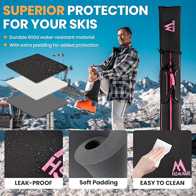 Ski Bag and Boot Bag Combo,Padded Ski Bag Set for Air Travel,Snow Ski Bags for Adults,Water- resistant Ski Boot Bag Fits for Skis Up to 200 CM and Boots Up To Size US13