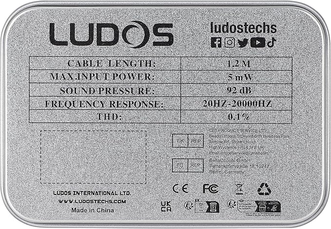 LUDOS Clamor Wired Earbuds in-Ear Headphones, 5 Years Warranty, Earphones with Microphone, Noise Isolating Ear Buds, Memory Foam for iPhone, Samsung, School Students, Kids, Women, Small Ears - Red